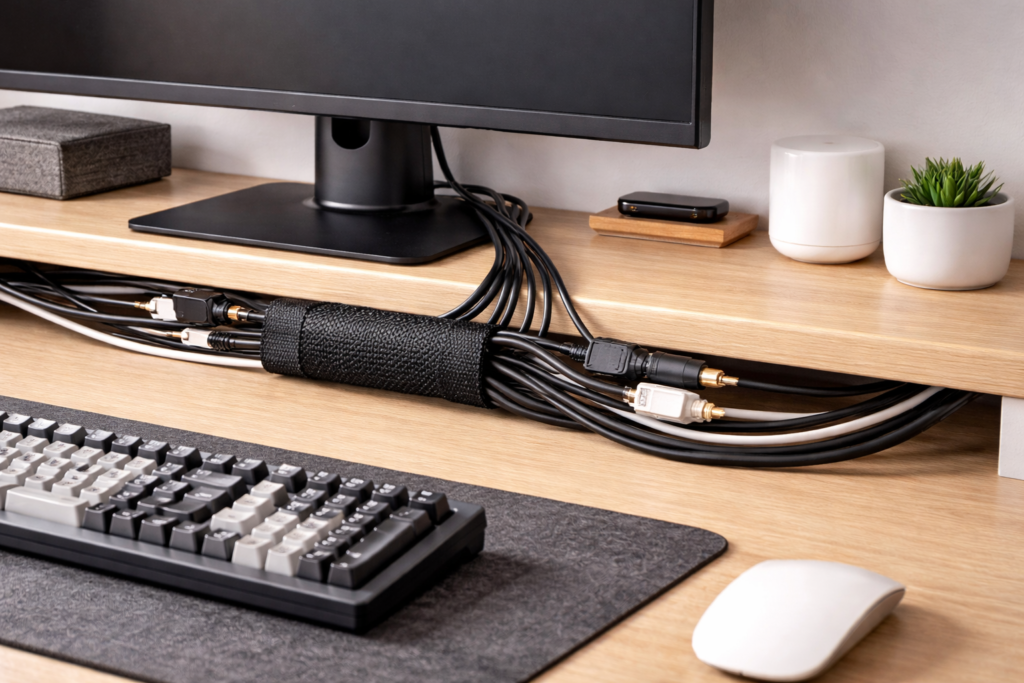 cable management sleeve organizing desk cables