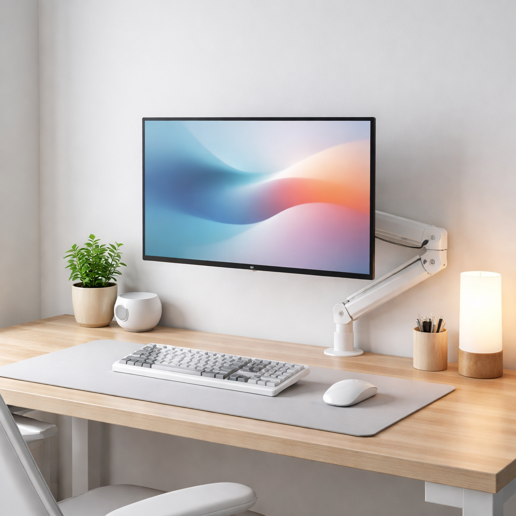 monitor arm for desk setup ergonomic workspace