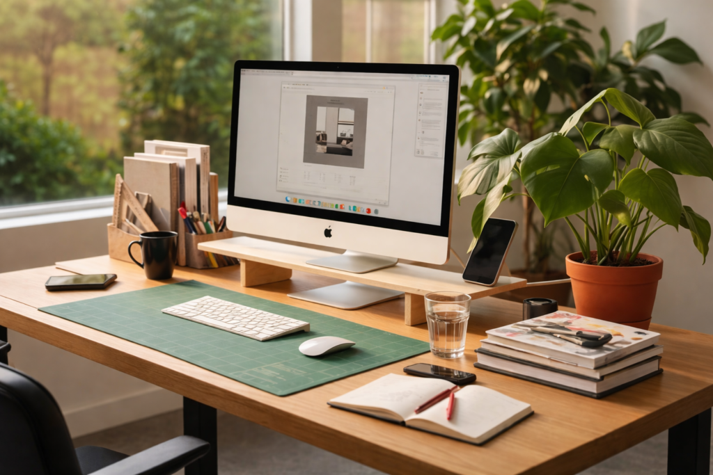 monitor stand with drawer storage for desk organization