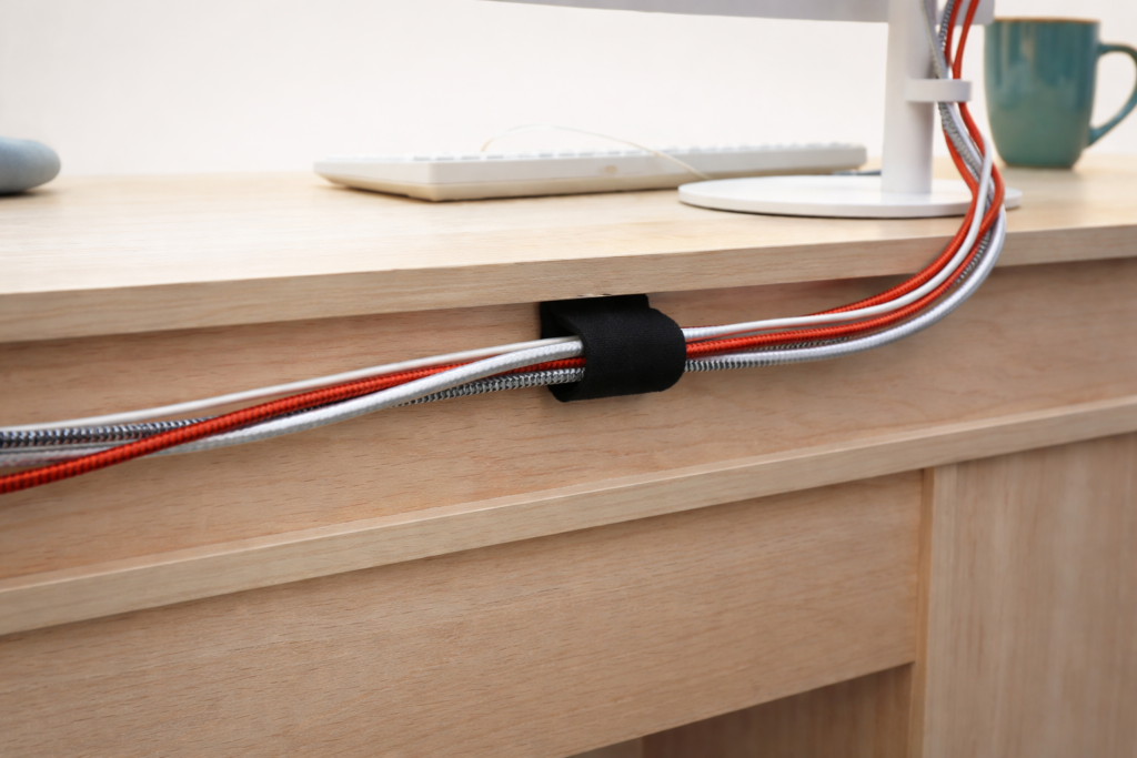 velcro cable ties for desk setup organized cables