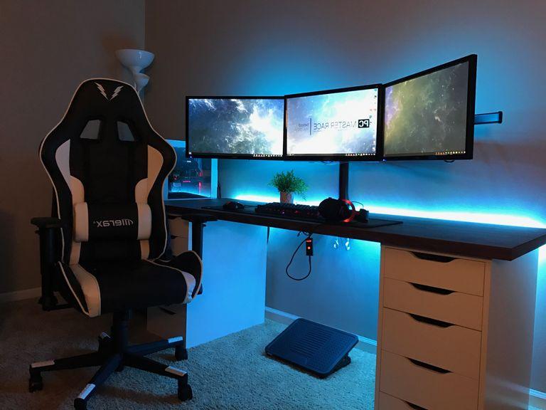 gaming desk setup ideas clean minimal workspace