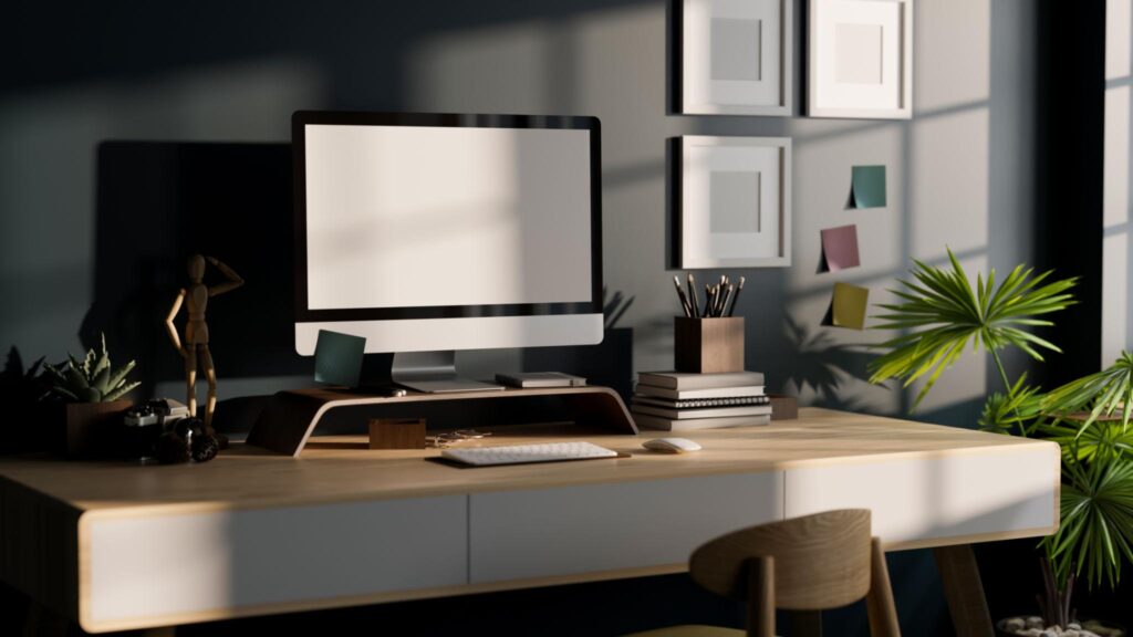 home office desk setup ideas clean productive workspace